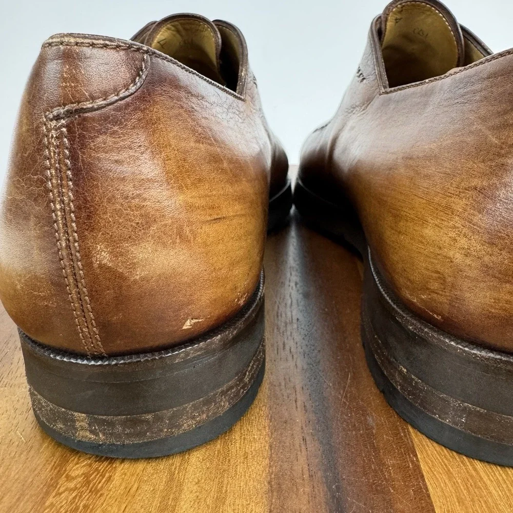 Mens Berluti Brown Burnished Leather Eyelet Dress Shoes Oxfords Size 10.5 D - Picture 9 of 9